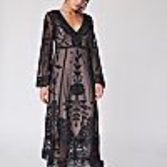 Free People Black Swan Sheer Maxi Dress